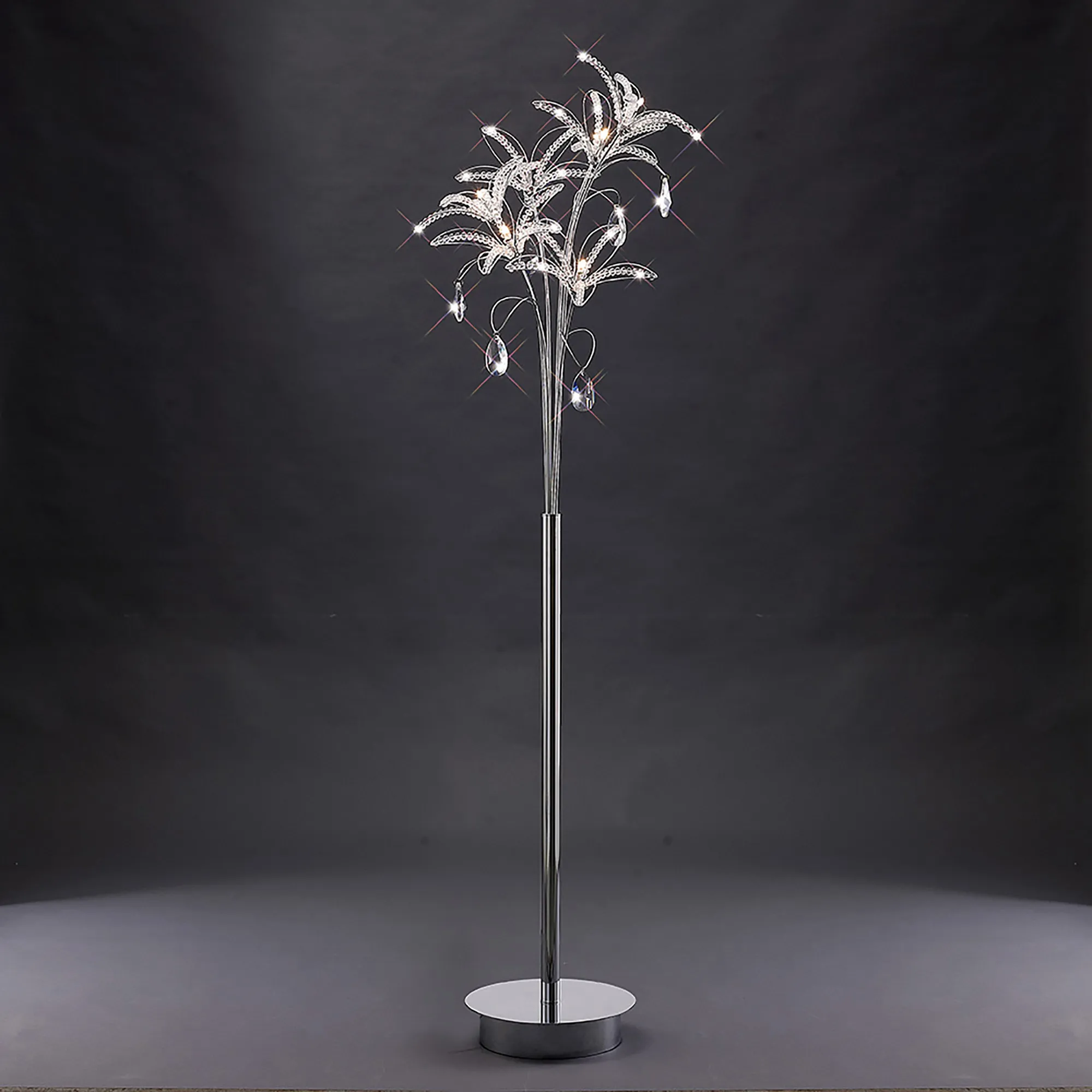 IL30883  Kenzo Crystal 160cm Floor Lamp 6 Light Polished Chrome